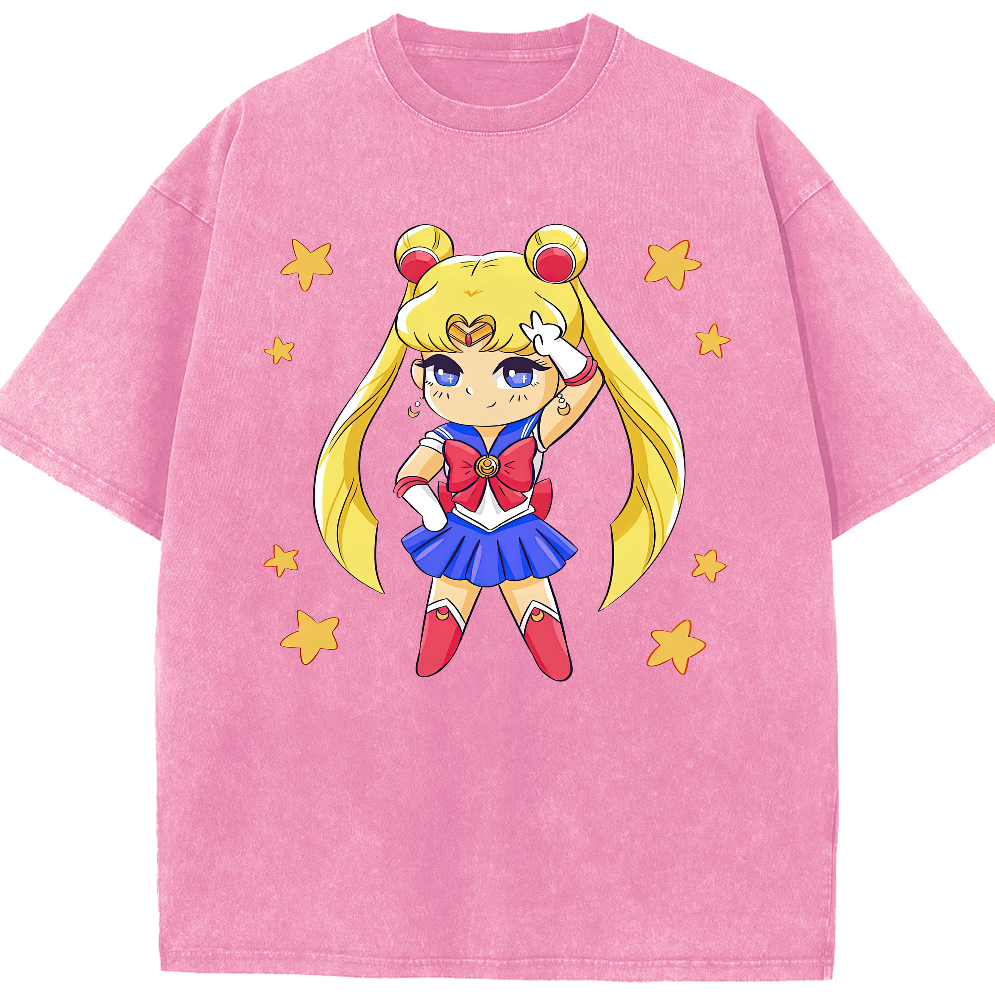 （画像用） 美少女戦士セーラームーン 月野 うさぎ つきの うさぎ Sailor Moon Tsukino Usagi 綿100% ヴィンテージ風 半袖Tシャツ（フロントプリント）